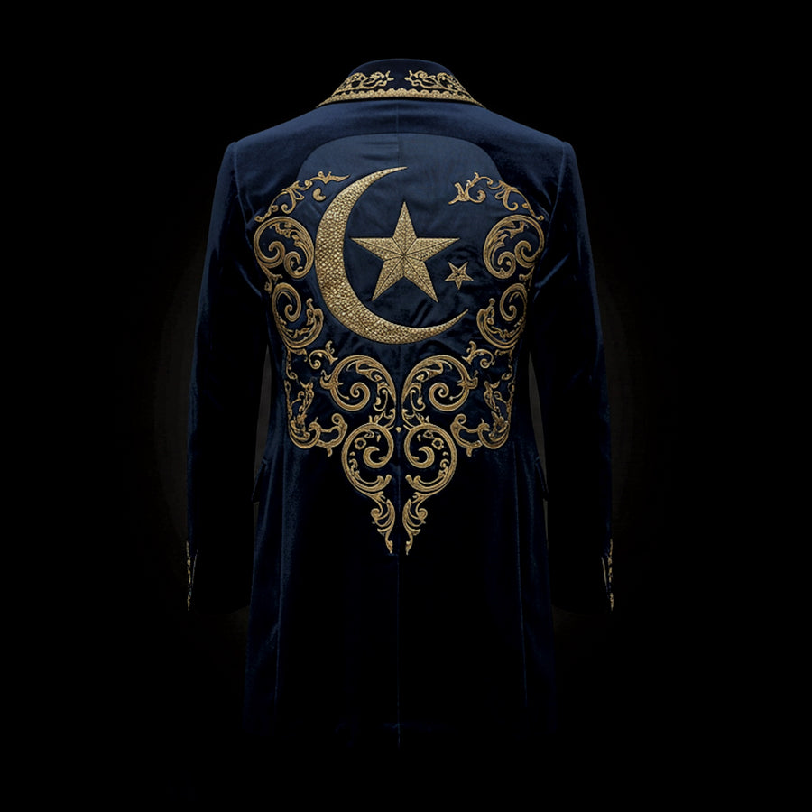 Midnight Blue Velvet Peacoat