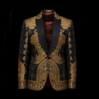 Black and Gold Brocade Blazer By Enantiodromia