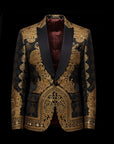 Black and Gold Brocade Blazer By Enantiodromia