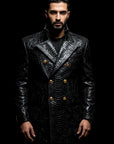 Grey Python Lion Leather Coat By Enantiodromia