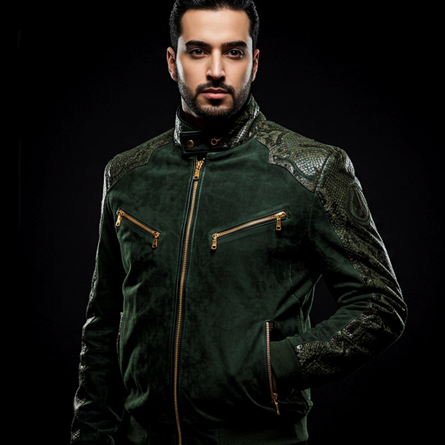 Green Python Suede Jacket