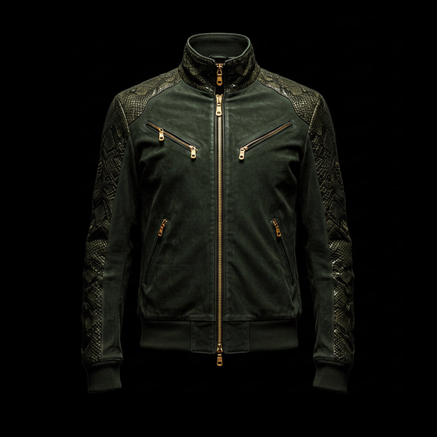 Green Python Suede Jacket
