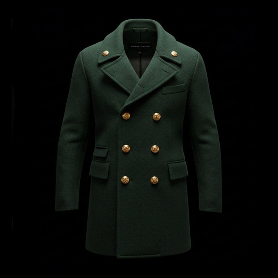 Green Wool-Cashmere Peacoat