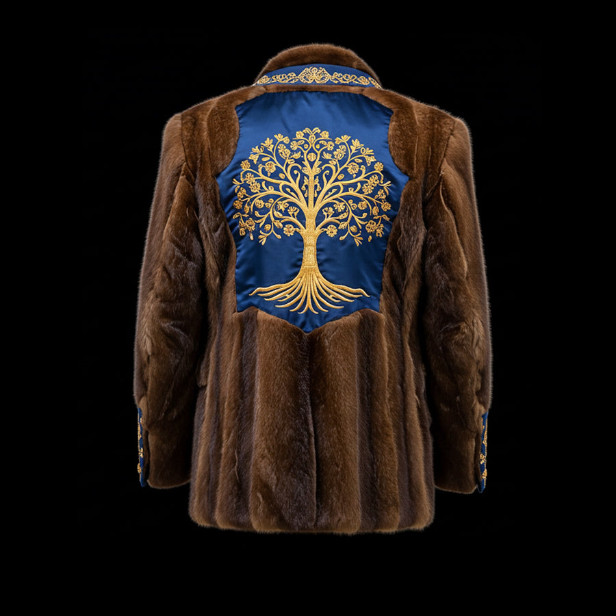 Regal Embroidery Mink Coat
