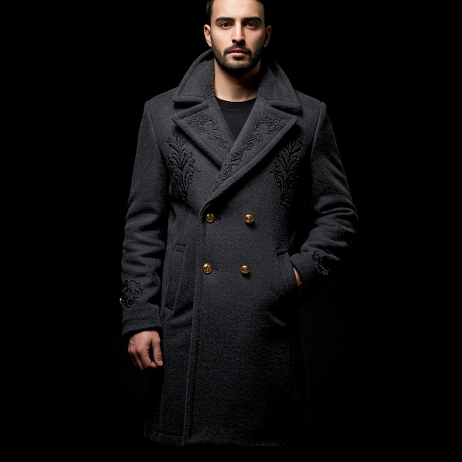 Grey Cashmere Wool Overcoat