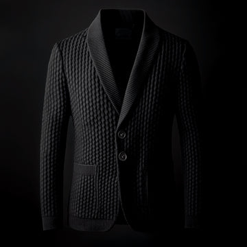 Black Textured Knit Wool Blazer