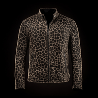 Black Suede Giraffe-Print Biker Jacket By Enantiodromia