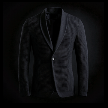 Black Honeycomb Knit Wool Blazer