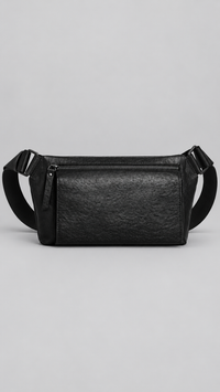 Top Grain Leather Sling Bag Featuring Zip Pockets and Adjustable Strap