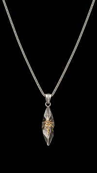 Geometric Pendant Necklace Featuring Antique Finish and Textured Chain
