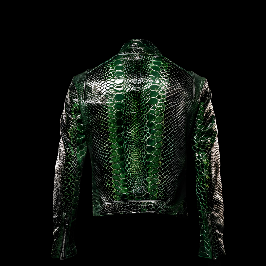 Green & Black Python Bomber Jacket