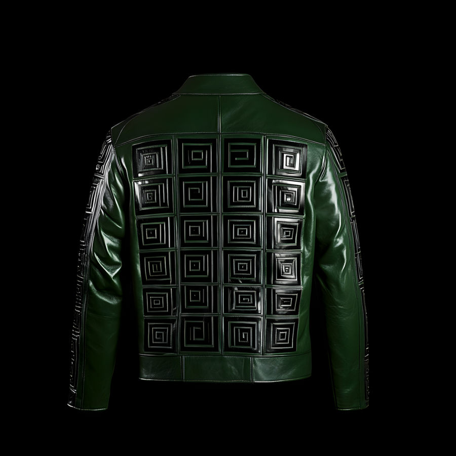 Green Maze Arabian Leather Jacket