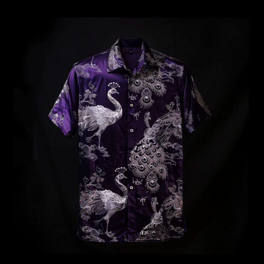 Purple Peacock Satin Shirt