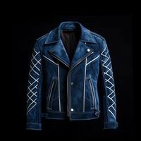 Blue Suede Double Rider Jacket By Enantiodromia