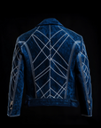 Blue Suede Double Rider Jacket By Enantiodromia