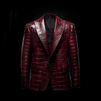 Red Crocodile Leather Blazer By Enantiodromia