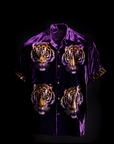 Purple Velour Tiger Button Up