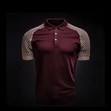 Burgundy Cotton Cochet Knit Polo