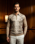 Python Cotton Beige Long Sleeve Polo By Enantiodromia
