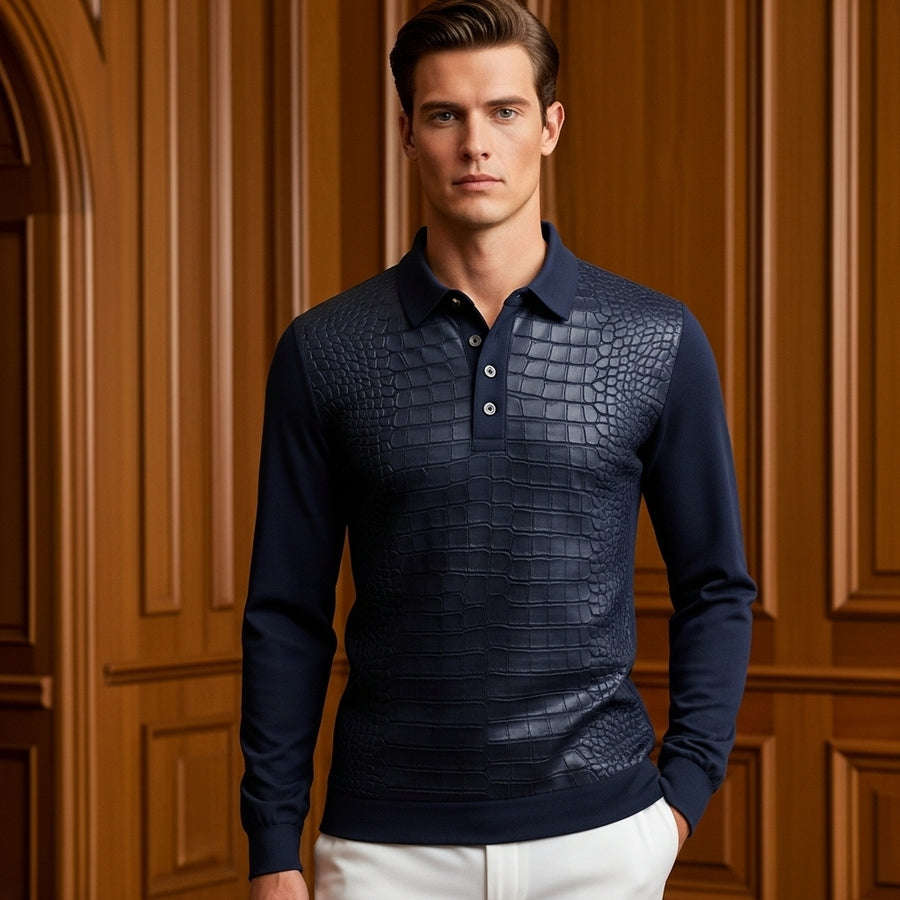 Alligator Cotton Navy Long Sleeve
