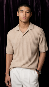 Dune Ribbed Knit Polo