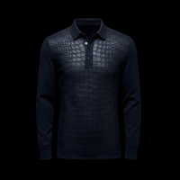 Alligator Cotton Navy Long Sleeve Polo