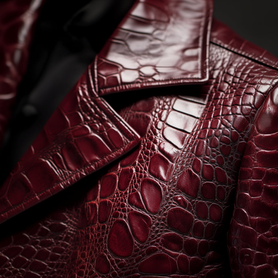 Red Crocodile Leather Blazer