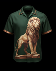 Emerald Green and Champagne Bronze Satin Lion Shirt