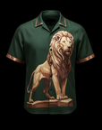 Emrald Green and Champagne Bronze Lion Satin Shirt By Enantiodromia