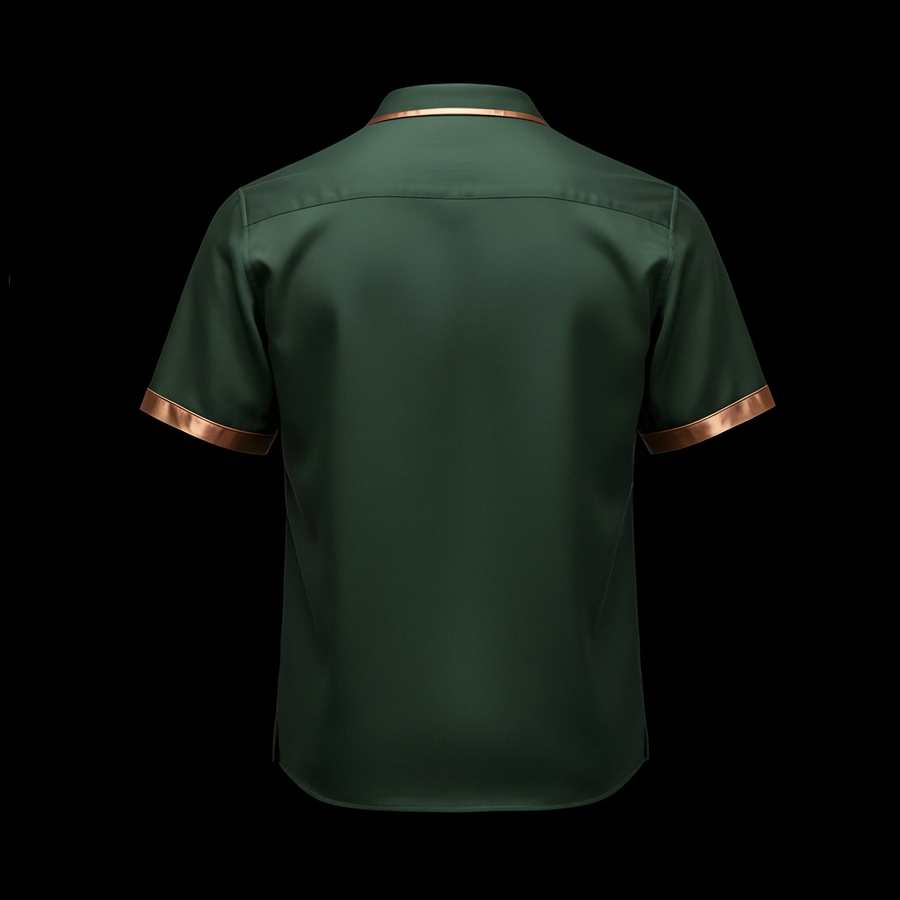 Emerald Green and Champagne Bronze Satin Lion Shirt