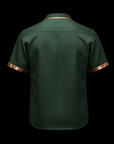 Emrald Green and Champagne Bronze Lion Satin Shirt By Enantiodromia