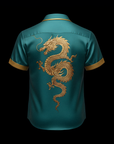 Blue Emerald Dragon Satin Shirt