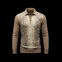 Python Cotton Beige Long Sleeve Polo By Enantiodromia