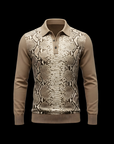 Python Cotton Beige Long Sleeve Polo By Enantiodromia
