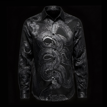 Black Satin Snake Dress Shirt