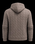 Taupe Cable Knit Zip Hoodie by Enantiodromia