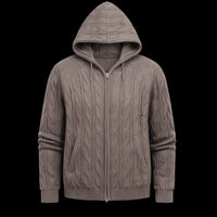 Taupe Cable Knit Zip Hoodie by Enantiodromia
