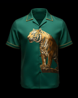 Emrald Gold Tiger Satin Shirt By Enantiodromia