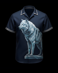 Ice Blue Wolf Satin Shirt By Enantiodromia